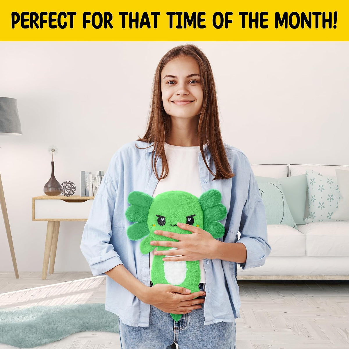 Axolotl Unscented 2Lbs Heating Pad for Neck Shoulders and Back Wrap Microwavable, Heatable 22.5" Cute Warm Stuffed Animals Neck Warmer - Axolotl Gifts for Women Girls and Kids