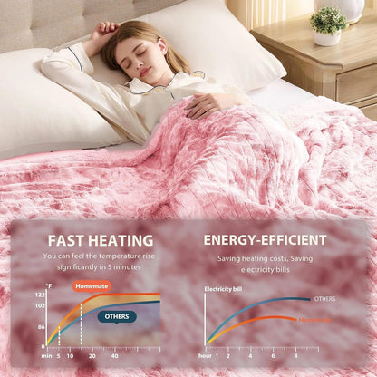 Homemate Heated Blanket Electric Heating Throw 50x60 Plush Faux Fur Sherpa