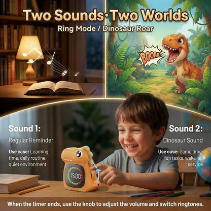 Visual Timer for Kids 99 Minute Digital Potty Training Timer for Homeschool | Dual sound; Dinosaur Look; Long Battery Life