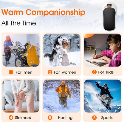 Hand Warmers Rechargeable,2 Pack Double Sided Heating Warmer That Surrounds Warmth for Palm and Fingers,Magnetic Electric Handwarmers 10000mAh with Adjustable Temp,Winter Gifts for Men and Women