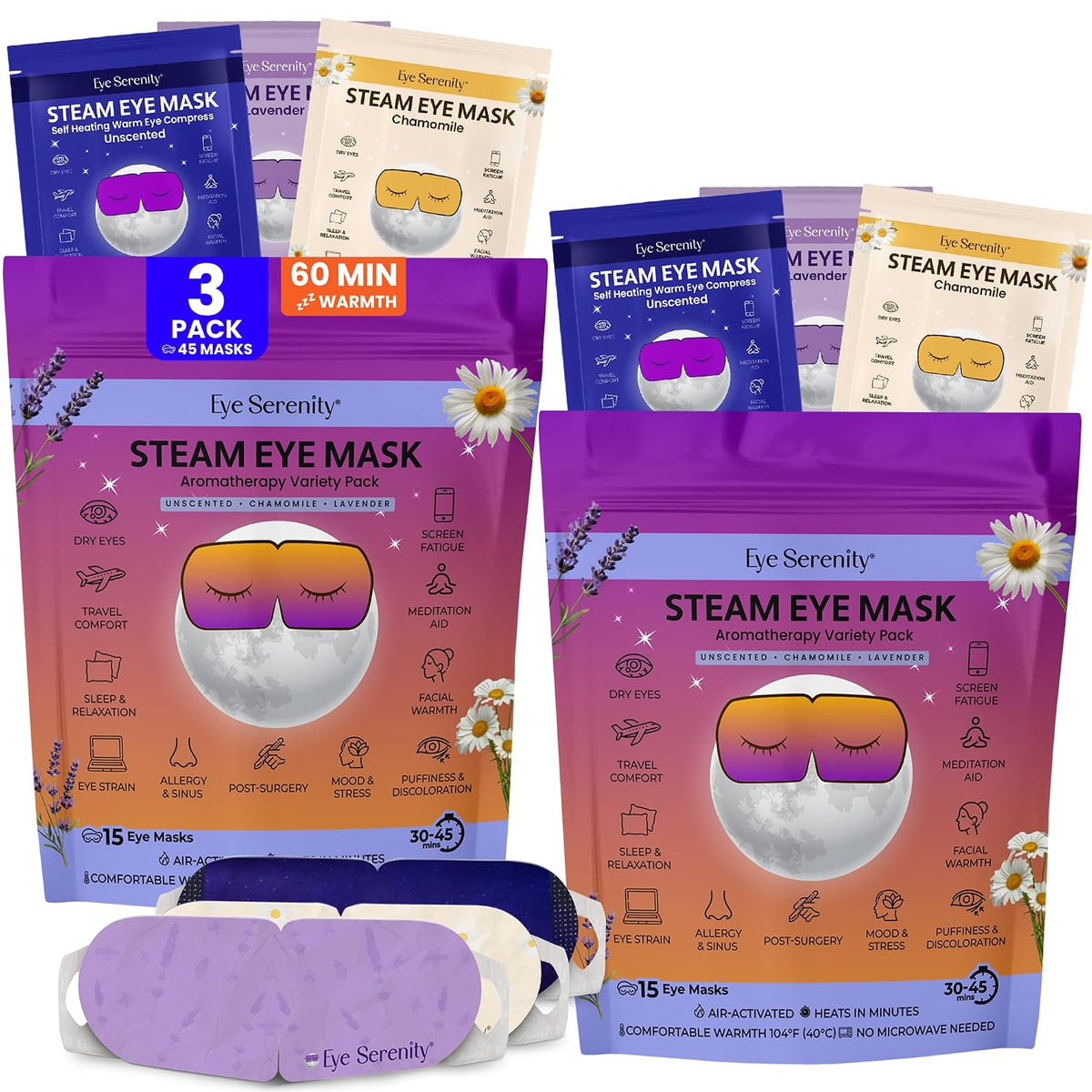 Eye Serenity Steam Eye Mask, Heated Eye Mask Fast Relief for Stye Unscented