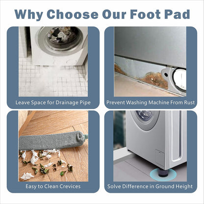 Anti Vibration Pads Increase 1.38"/2.36", 8pcs Washing Machine Base Foot Pads, Non Slip Heighten Shock and Noise Cancelling Mat for Washer and Dryer Machine Support Protects Pedestals