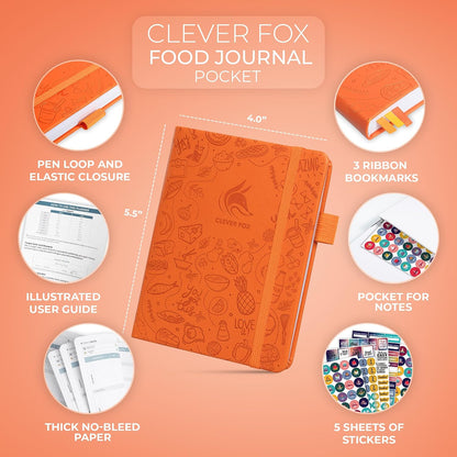 Clever Fox Food Journal for Women & Men, Weight Loss Tracker, Aquamarine
