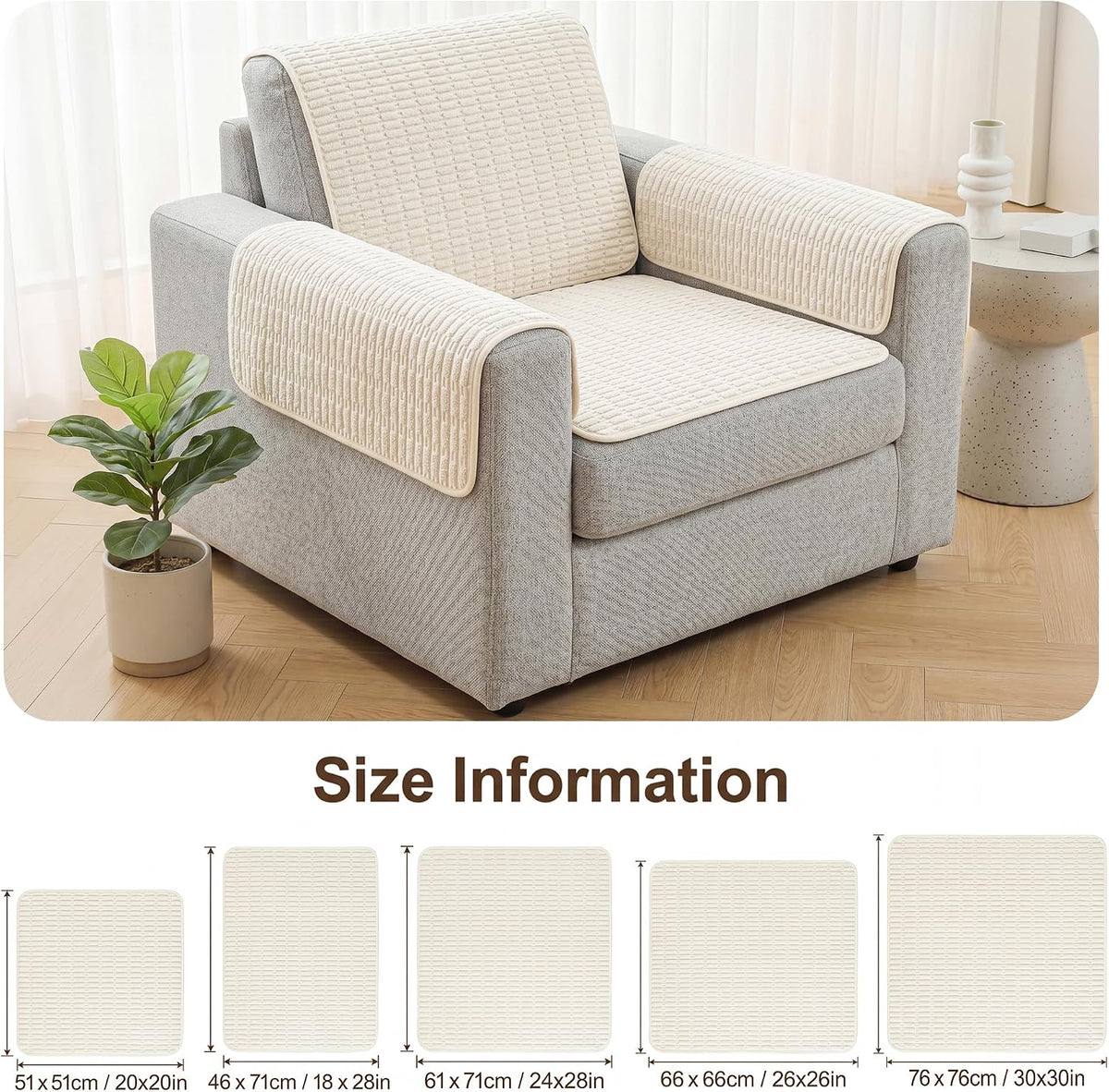 Foxdecor Couch Arm Covers for Sofa Arm Chair Covers Set of 2
