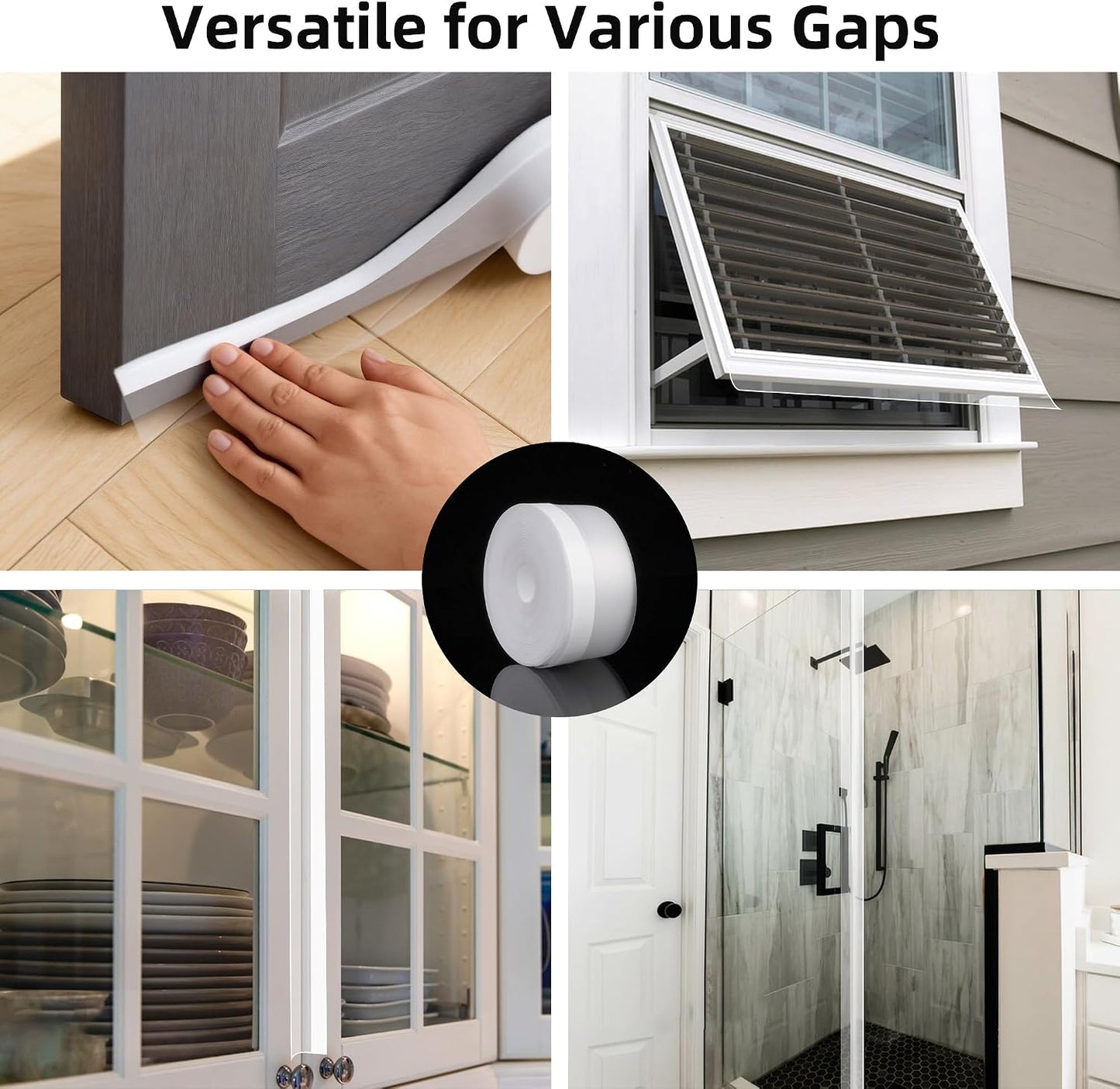 Clear Silicone Weather Stripping Seal Door Tape - Strong Adhesive Door & Window Seal Strip for Draft Stopper, Dustproof | Peel & Stick, Removable, No-Residue [33Feet x 45mm]