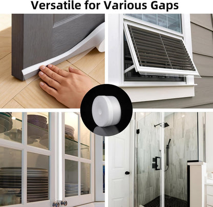 Clear Silicone Weather Stripping Seal Door Tape - Strong Adhesive Door & Window Seal Strip for Draft Stopper, Dustproof | Peel & Stick, Removable, No-Residue [33Feet x 45mm]