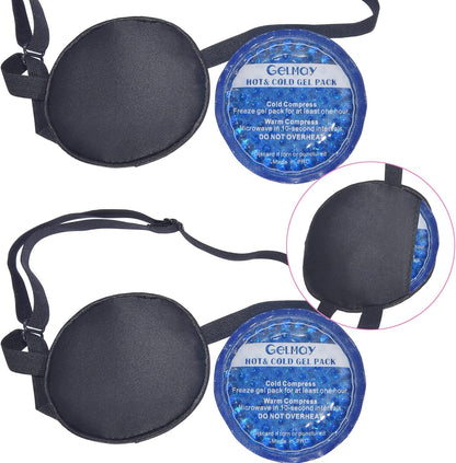 Cooling Eye Patches for Puffy Eyes, Pure Silk Ice Eye Patch, Single Eye Mask, Medical One Eye Cover Cold Hot Therapy Strabismus Lazy Eyes After Surgery Adult Kid Pirate Eyepatch (Black)