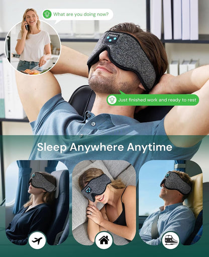 3D Sleep Mask with Bluetooth Headphones, Wireless Sleep Headphones for Side Sleepers, Noise Cancelling Eye Mask for Nap, Soft Sleeping Mask for Women Men, Blackout Sleep Mask with Built-in Speakers