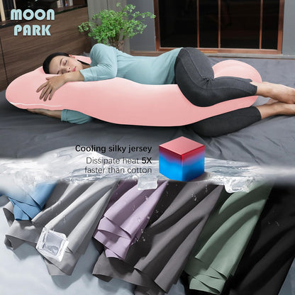 MOON PARK Pregnancy Pillows for Sleeping - 57 Inch U Shaped Full Body Maternity Pillow with Removable Cover - Support for Back, Legs, Belly, Hips - Pregnancy Pillow for Women - Grey