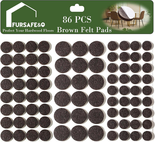 Fursafe&Q Felt Furniture Pads, Furniture Felt Pads for Hardwood Floors -Self Adhesive Chair Leg Floor Protectors, Protect Your Floors from Nicks, Bumps and Scratch,96 Pcs Round Cabinet Door Bumper