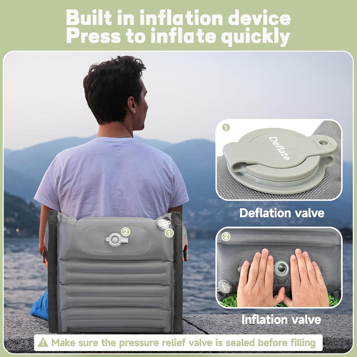 ONTYZZ Stadium Seats with Back Support Inflatable Portable Folding Seat
