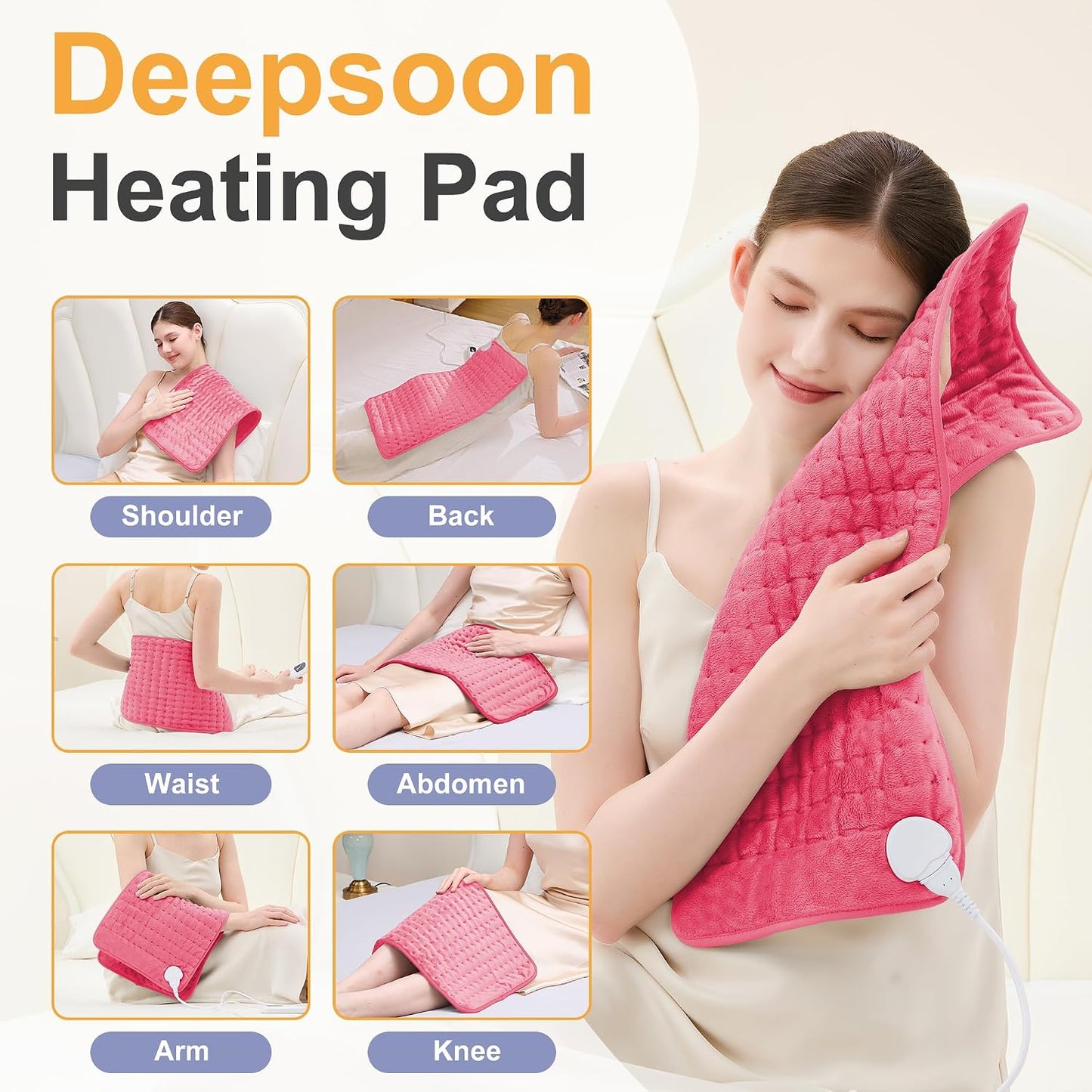 Heating Pad,Heated Blanket,Heating Pad for Back Neck,Grey,24x12 Inch | Electric Heating Pad,Dry/Moist Heat Heating Pads,Heating Pads for Shoulder,Abdomen,Heat Pad for Women Men,Birthday Gift