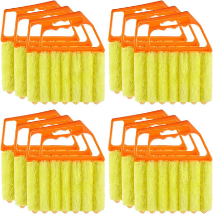 Maxdot 12 Pcs Blind Cleaner Duster Tool, 7 Finger Dusting Cleaner Tool, Handheld Blind Dusters for Cleaning, Washable Mini Brush for Air Conditioner Wood Blinds Window Dust Dirt, Yellow
