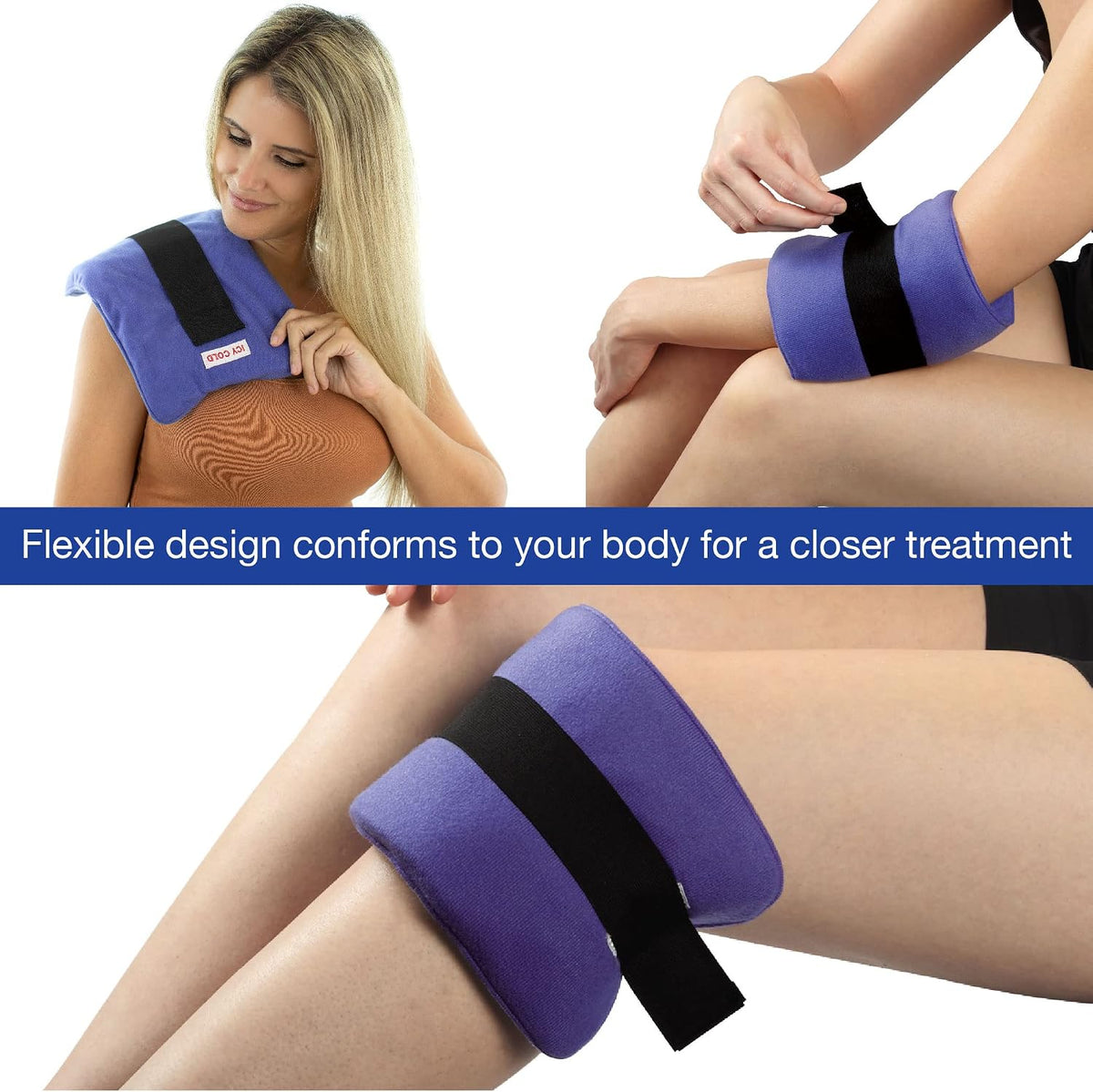 Thermipaq ICY Cold Pain Relief Wrap - Large 8x14 Thermal Clay Knee Ice Pack Wrap for Knee Pain - Long Lasting - Adjustable Strap for Shoulders, Neck Pain Relief, Back Pain, & Elbow