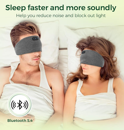 Bamboo Cotton Sleep Headphones,Ultra-Soft Wireless Headband Bluetooth for Side Sleepers, with 14H Playtime & Bluetooth 5.4, 4-in-1 Music Sleep Earphones for side sleeping(Black)