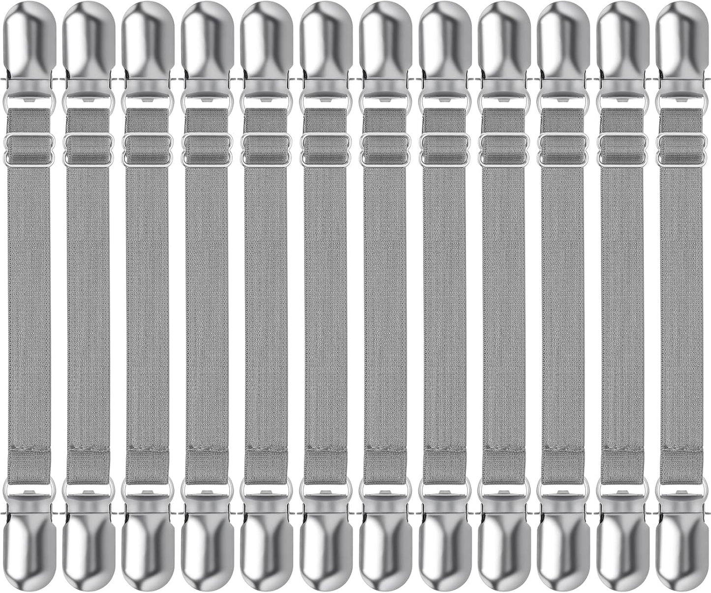Boao 12 Pcs Bed Sheet Clips Straps Sheet Corner Straps Holder Adjustable Mattress Clips, Elastic Bed Grippers Suspender Fasteners Holder for Home(White,4-8 Inch Length)