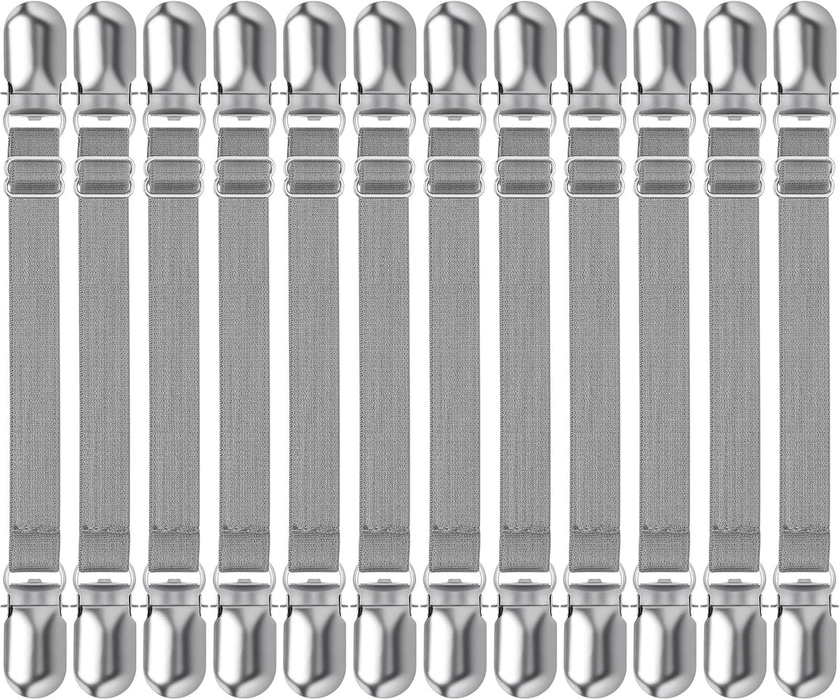 Boao 12 Pcs Bedsheet Strap Elastic Clip, White, 4-8 Inch Length