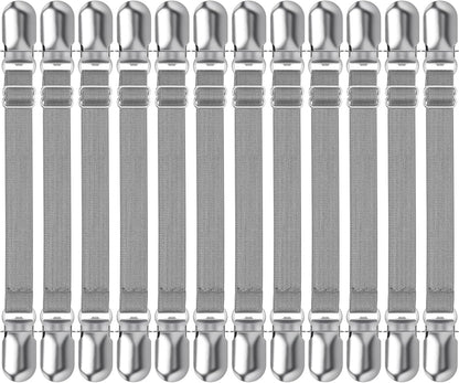 Boao 12 Pcs Bedsheet Strap Elastic Clip, White, 4-8 Inch Length
