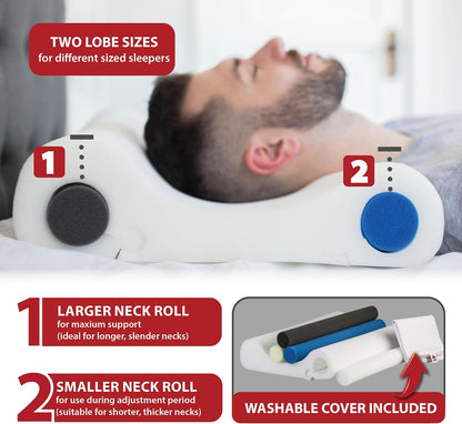 Adjustable Cervical Pillow for Neck Pain Relief, Side & Back Sleepers | Double Core Select features four interchangeable support cores for personalized cervical support and spinal alignment.