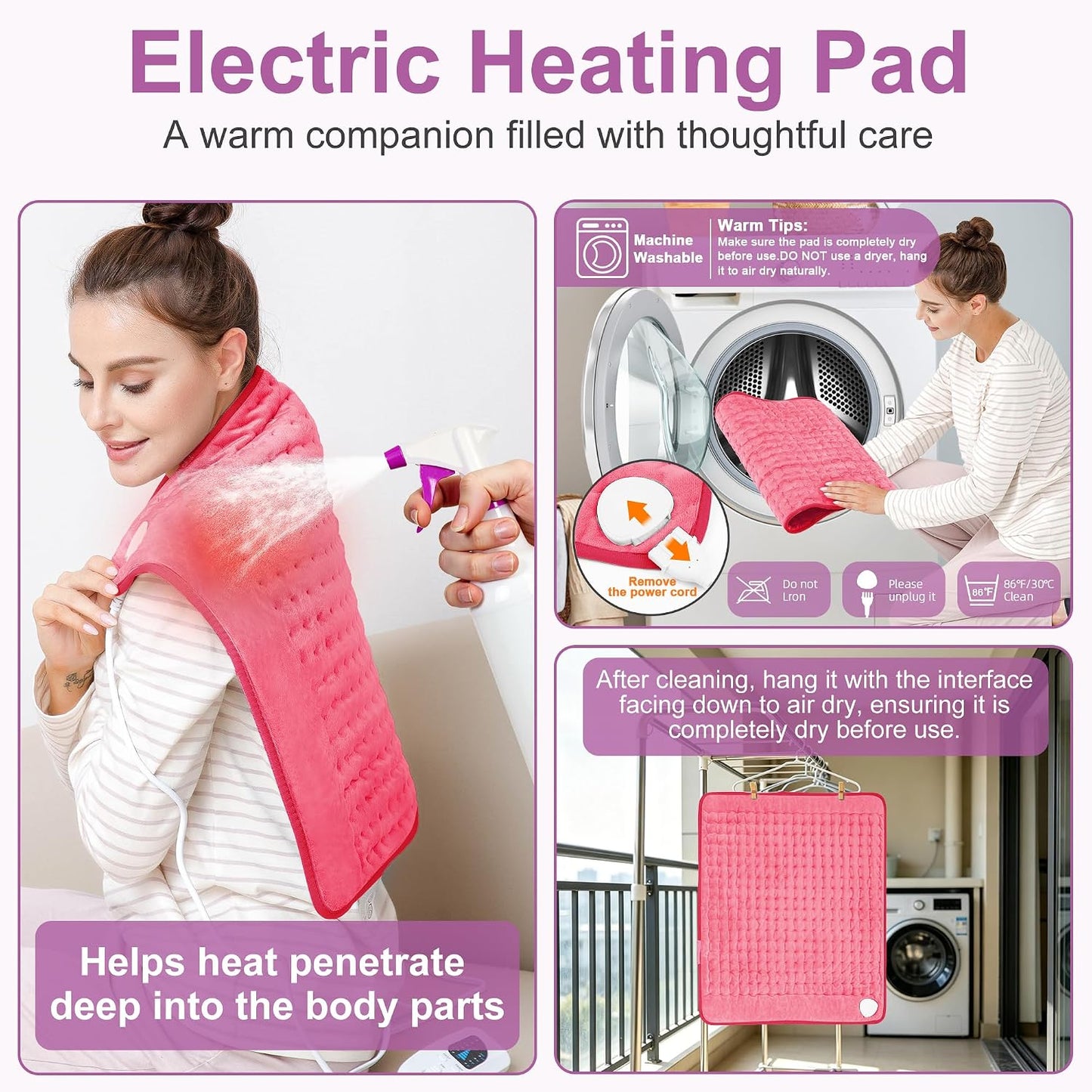 Heating Pad,Heated Blanket,Heating Pad for Back Neck,Grey,24x12 Inch | Electric Heating Pad,Dry/Moist Heat Heating Pads,Heating Pads for Shoulder,Abdomen,Heat Pad for Women Men,Birthday Gift