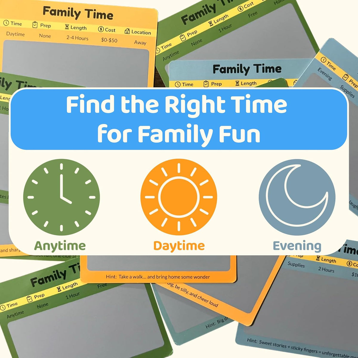 Family Time 60 Scratch-Off Activity Cards with Day & Night Markers – Fun Family Games for Kids & Parents – Screen-Free Adventure Ideas & Unique Gift for Christmas,Birthday,Stocking Stuffers & Holidays