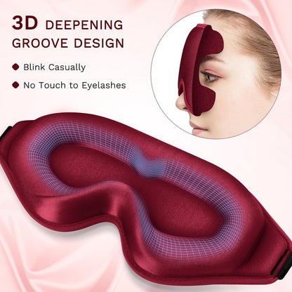FlyCoco 99% Fully Block Out Light Eye Sleep Mask, 3D Deep Contoured Eyes Cover Zero Pressure, Long Lash Extension Eyes Mask with Adjustable Straps for Sleeping Travel Home Nap Rest Women Men (Pink)