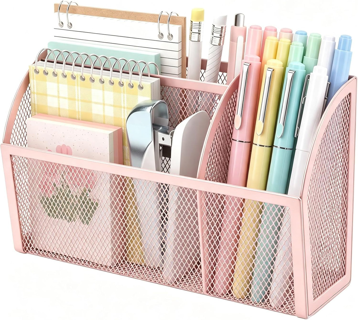 Magnetic Pencil Holder, Magnetic Organizer for Locker Accessories, Black | Mesh Marker Holder with Strong Magnets and 3 Compartments for Whiteboards Refrigerators and Magnetic Lockers