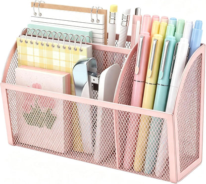 Magnetic Pencil Holder, Magnetic Organizer for Locker Accessories, Black | Mesh Marker Holder with Strong Magnets and 3 Compartments for Whiteboards Refrigerators and Magnetic Lockers