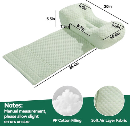 MABOZOO Neck Pillows for Recliners with Pocket,Headrest Cushion for Neck Pain Relief and Cervical Support,Recliner Head Pillow for Side Sleeping at Home, Office or Traveling（Green）
