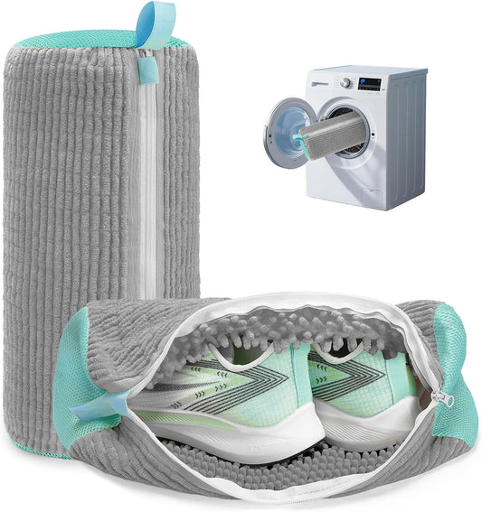 Shoe Washing Machine Bag Laundry Shoe Bag for Washer and Dryer Reusable 2pc Shoe Cleaning Bags for Sneakers 360° Deep Cleaning Machine for All Shoes Types With Self-locking Zipper