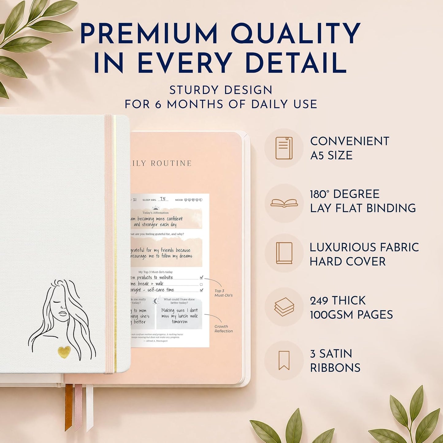 Premium Gratitude Journal for Men – 6 Month Guided Daily Prompts, Habit Tracker – Hardcover, 249 Pages, Lay Flat, 100gsm Paper – Mens Mindfulness Gifts, Mental Health, Self Mastery, Gift Boxed