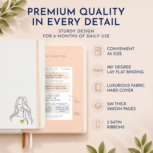 Premium Gratitude Journal for Men – 6 Month Guided Daily Prompts, Habit Tracker – Hardcover, 249 Pages, Lay Flat, 100gsm Paper – Mens Mindfulness Gifts, Mental Health, Self Mastery, Gift Boxed