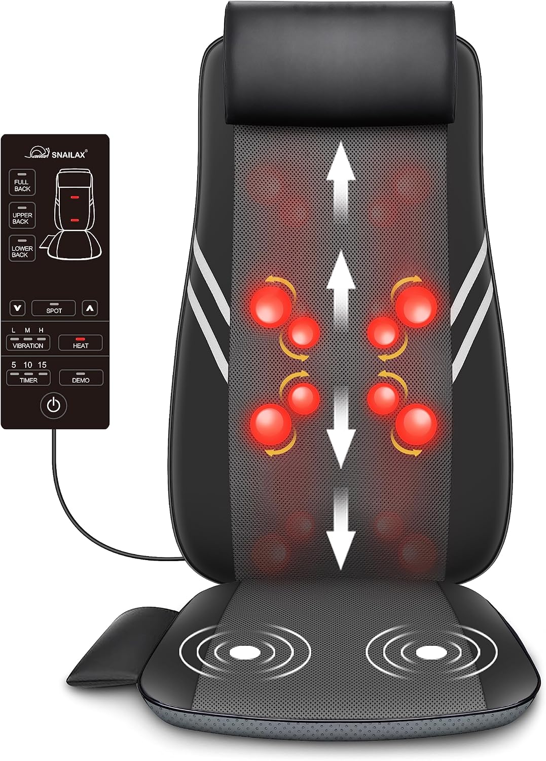 Snailax Back Massager with Heat,Shiatsu Massage Seat Cushion,8 Flexible Nodes Massage for Full Back Massage Chair Pad,Chair Massager for Office,Home Use