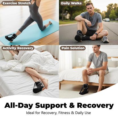 Plantar Fasciitis Night Splint Sock - Adjustable Planter Facetious Relief Brace for Women Men,Soft Plantar Fascia Boot for Sleeping,Support Relief Foot Drop Achilles Tendonitis Relief Day Night (Black, OSFA)