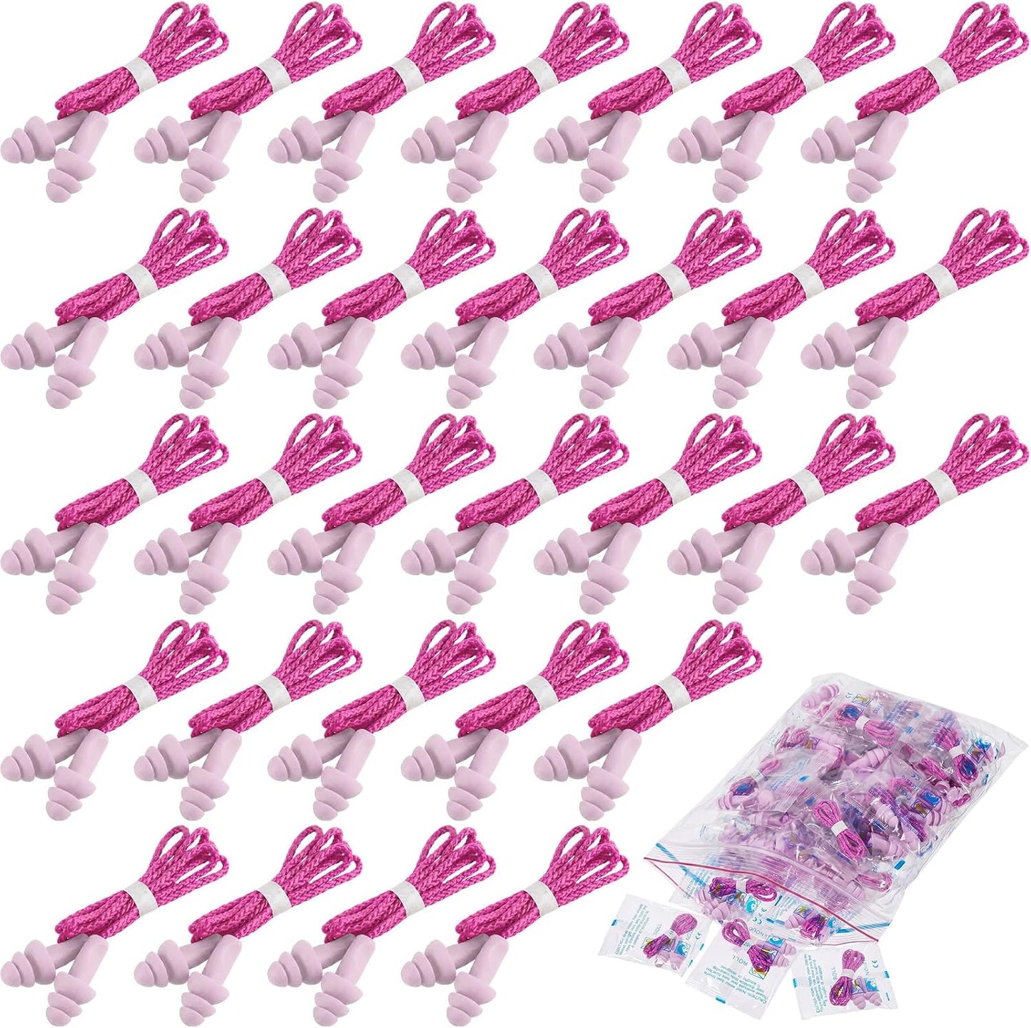 Tondiamo 200 Pairs Ear Plugs Reusable Silicone Earplugs with Cord Sleeping Individually Wrapped Hearing Protection Noise Cancelling Earplugs for Work Construction Shooting Sports(Fresh)