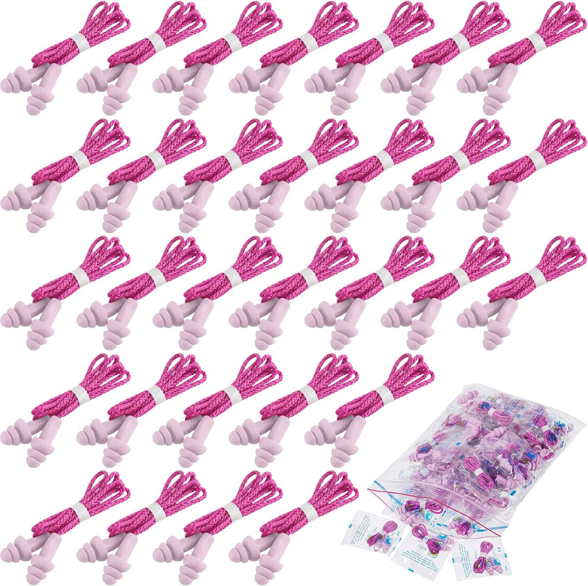Tondiamo 200 Pairs Ear Plug Bulk with Cord Reusable Silicone, Fresh