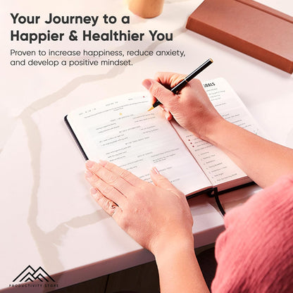 Gratitude & Self-Care Journal - Guided Mindfulness & Mental Health Journal All-in-One with Prompts for Self Discovery - Daily Journal for Men & Women (A5, Black) - PRODUCTIVITY STORE