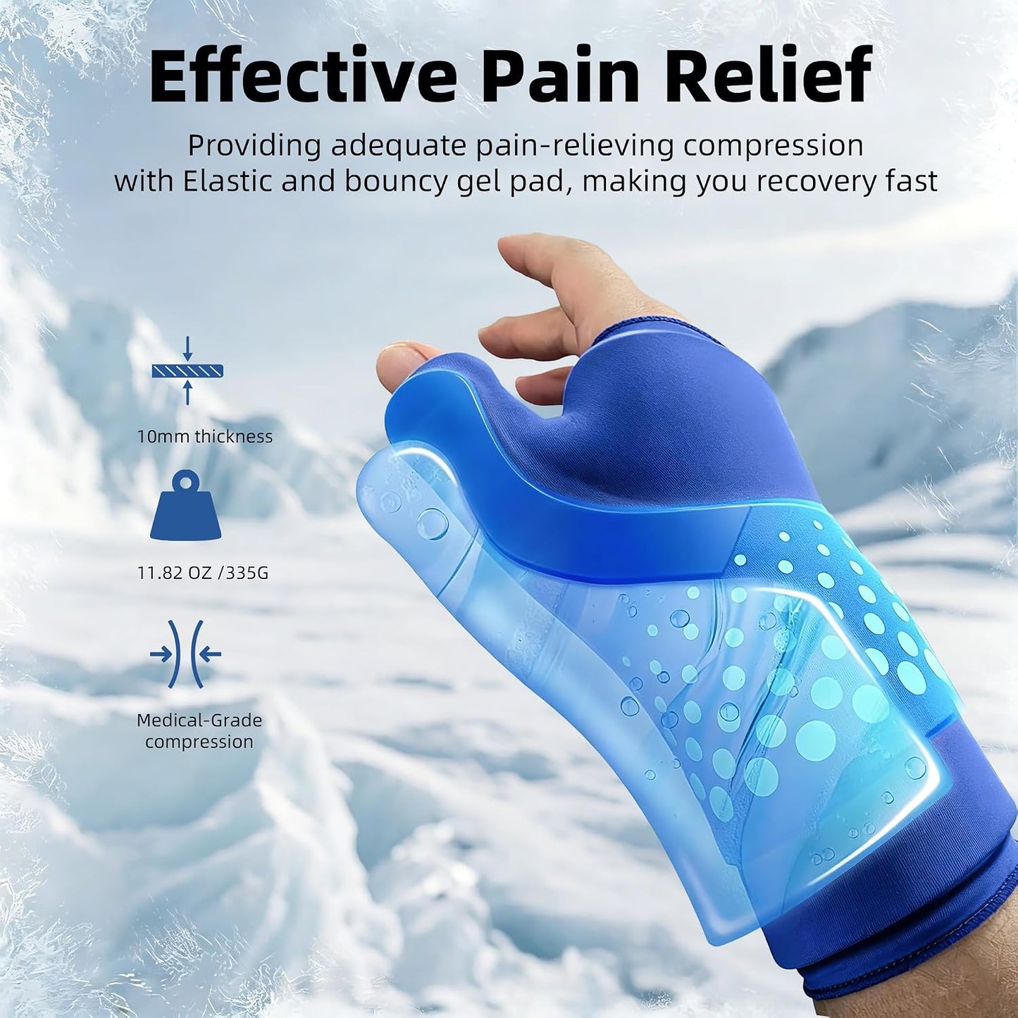 Thumb & Wrist Ice Pack Wrap, Thickened Ice Gel Pad, Reusable Hand Ice Pack with Long-Lasting Hot & Cold Therapy for Carpal Tunnel Relief, Arthritis Pain, Post-Surgery, Computer Overuse Recovery