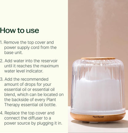 Plant Therapy Home Drift Linen Essential Oil Diffuser, Stylish Linen Cover Adds a Soft, Natural Touch to Any Space, Intermittent & Continuous Mist, Color-Changing Light, 320 Square Feet Coverage