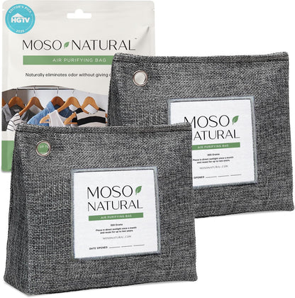Moso Natural Air Purifying Bag 300g, Premium Charcoal Odor Absorber & Deodorizer for Closets, Bathrooms & Small Spaces — Lasts 2 Years, Pet Odor Eliminator for Home, Unscented Bamboo Charcoal Bag