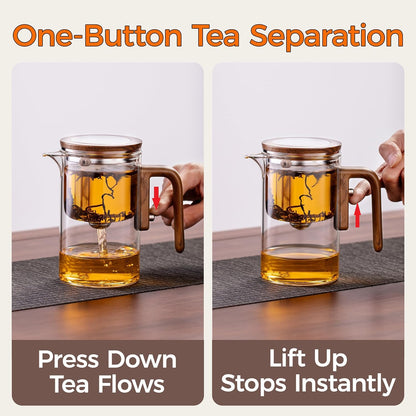 Enchanted Tea Pot, Magic Tea Pot for Loose Leaf Tea Steeper, Heat Resistant Borosilicate Glass Teapot with Tea Infuser, Ideal Gift for Tea Lovers - 20 oz (600 ml)
