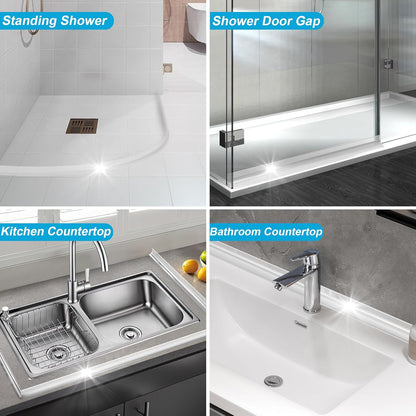 39" Shower Threshold Water Dam Silicone Shower Water Guard Collapsible Shower Door Bottom Seal Shower Splash Guard for Wet and Dry Separation