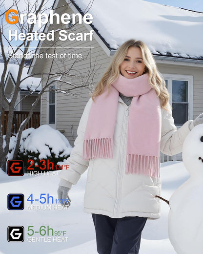 Wulcea Graphene Heated Scarf For Women 5V2A 6000mAh Fast Charge Large Capacity Battery