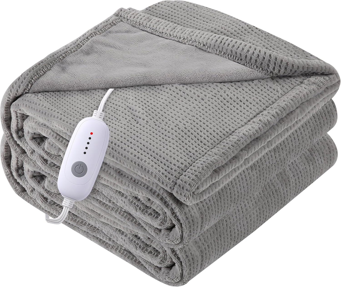 Soypipo Electric Heated Throw Blanket 50"x60", Faux Fur Plush with 4 Heat Settings & 2/4/8/10H Auto Shut-Off, Overheat Protection, Machine Washable, for Office & Chair, Dark Grey
