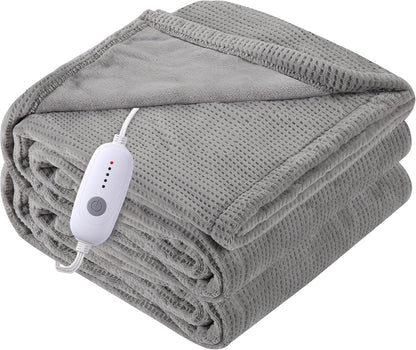 Soypipo Electric Heated Throw Blanket 50"x60", Faux Fur Plush with 4 Heat Settings & 2/4/8/10H Auto Shut-Off, Overheat Protection, Machine Washable, for Office & Chair, Dark Grey