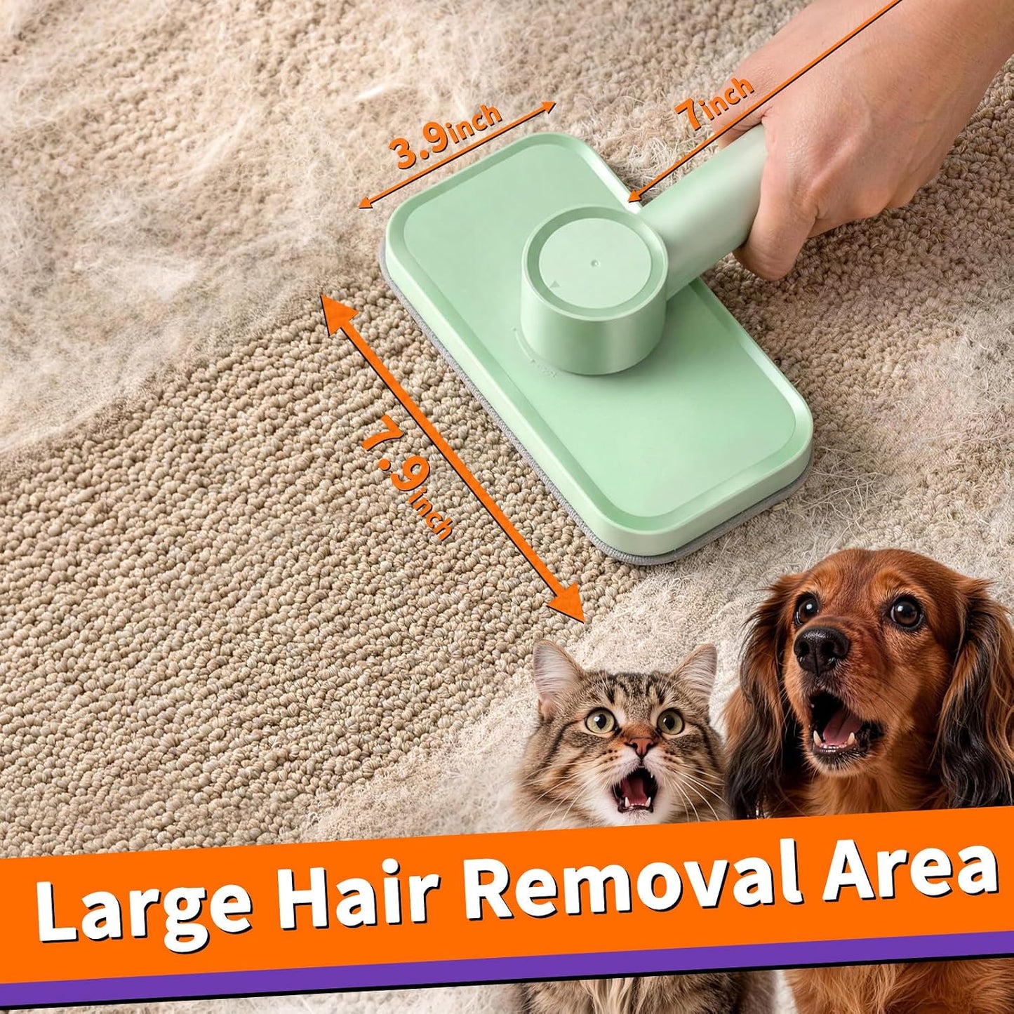 Rundik Pet Hair Removal Tool, Reusable Lint Brush for Multi-Fabric Edge | Upgraded Lint Broom Electrostatic Lint Brush Ideal for Pet Hair Removal, Couch & Bedding Cleaner, Dog & Cat Fur Removal