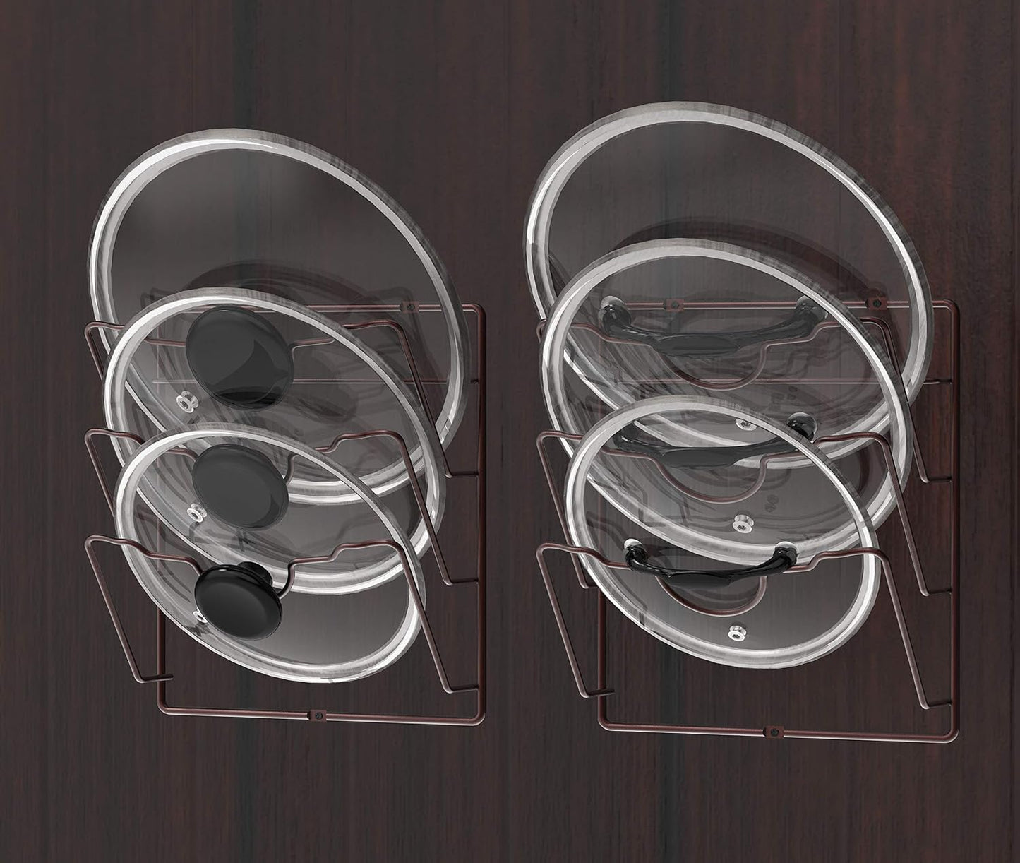 Simple Houseware 2-Pack Door/Wall Mount Pot Lid Organizer Rack, Chrome | Cabinet Door / Wall Mount, 9.5" W x 4.5" D x 11.5" H