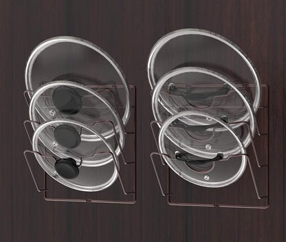 Simple Houseware 2-Pack Door/Wall Mount Pot Lid Organizer Rack, Chrome | Cabinet Door / Wall Mount, 9.5" W x 4.5" D x 11.5" H