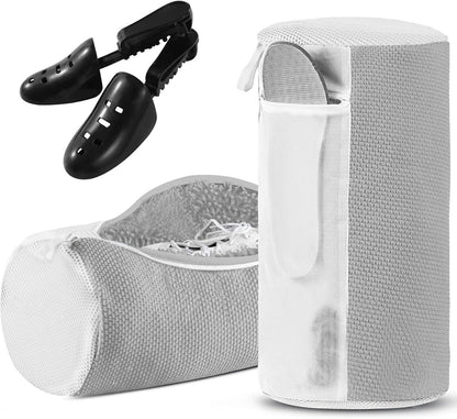 2 Pack XXL Shoe Washing Machine Bag, 700 GSM Heavy Duty Shoes Cleaning Bag with Anti-Tangle Mesh Pocket, 2 Adjustable Shoe Trees Keep Shape, Reusable Sneaker Laundry Bag for Frequent Wash, White