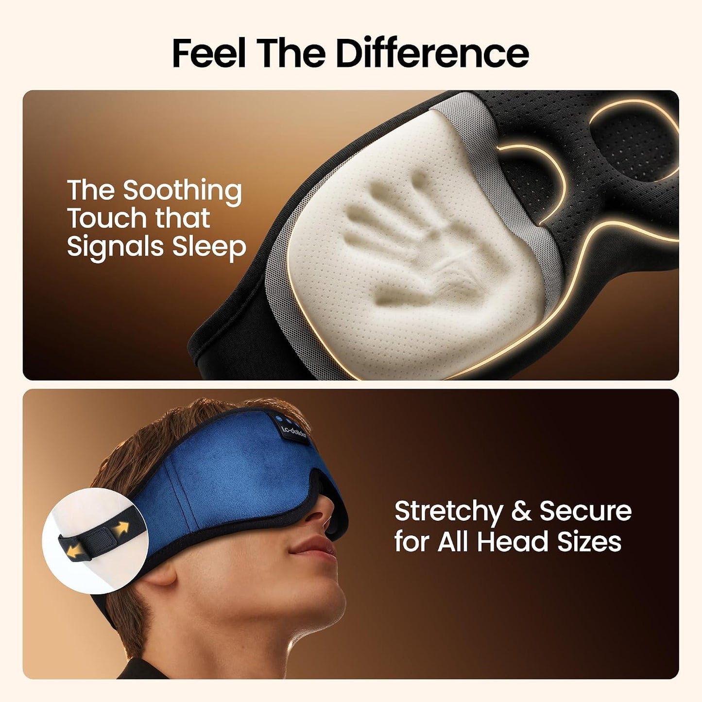 LC-dolida Sleep Headphones, 3D Sleep Mask Bluetooth Wireless Music Eye Mask, Sleeping Headphones for Side Sleepers Sleep Mask with Bluetooth Headphones Ultra-Thin Stereo Speakers Perfect for Sleeping